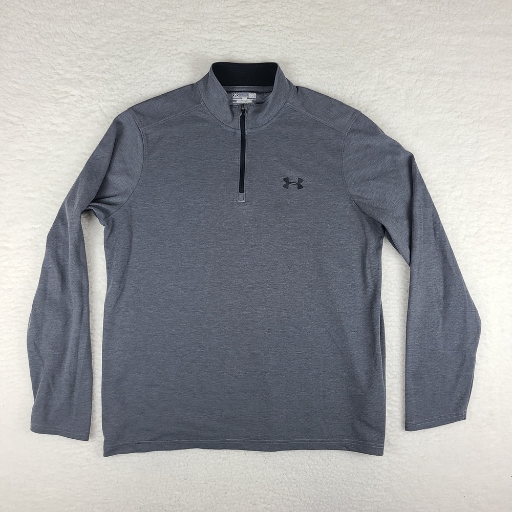 Under Armour Sweater Mens Large Dark Gray Loose Coldgear Performance Tech Golf